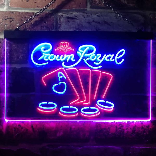 Crown Royal Cards Dual LED Neon Light Sign